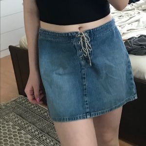 Jean skirt with suede tie up